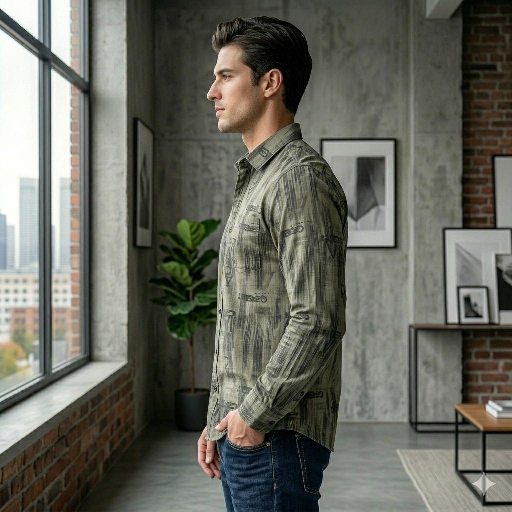 Men's Casual Botanical Print Shirt for Everyday Wear