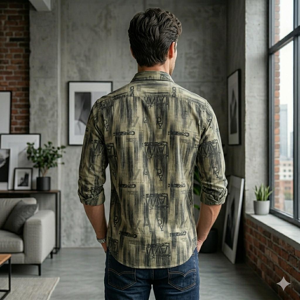 Men's Casual Botanical Print Shirt for Everyday Wear