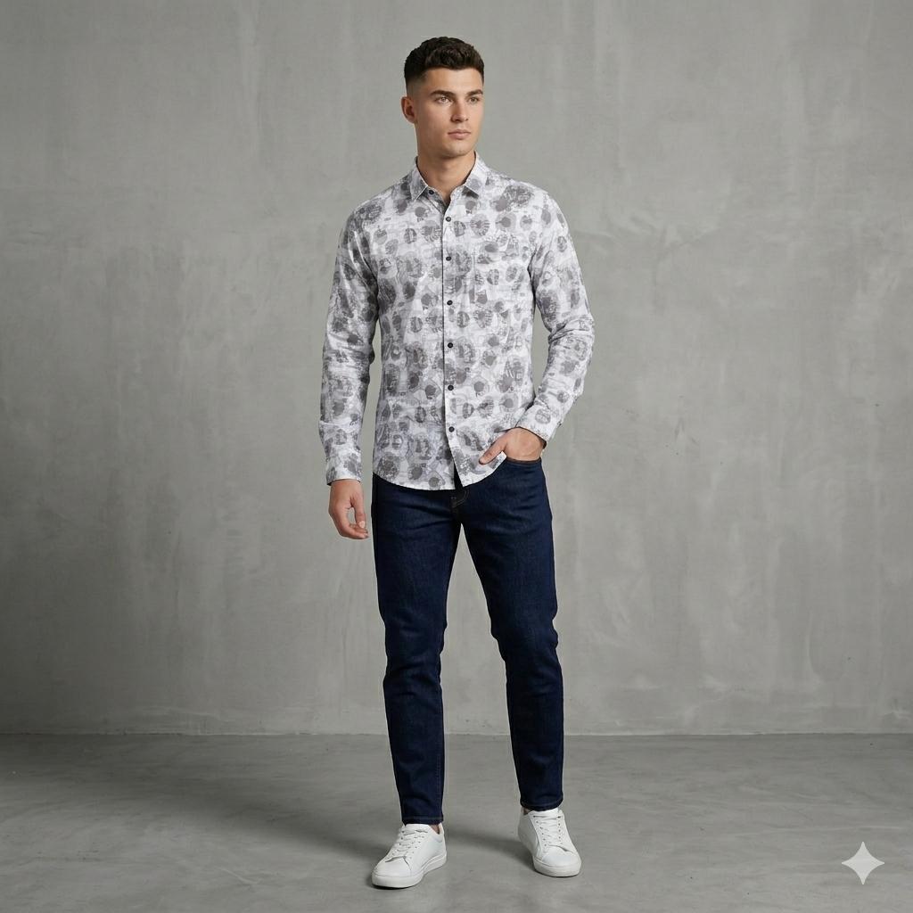 Men's Luxury Abstract Print Shirt | Tailored Regular Fit