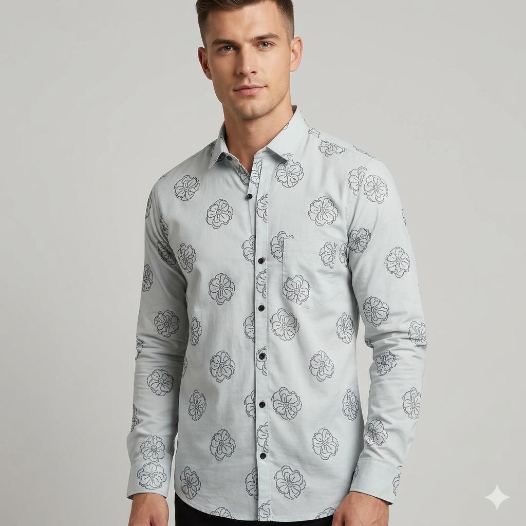 Men's Smart Casual Blossom Print Shirt | Tailored Fit