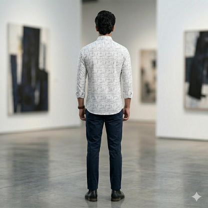 Men's Designer Abstract Square Print Full Sleeve Shirt