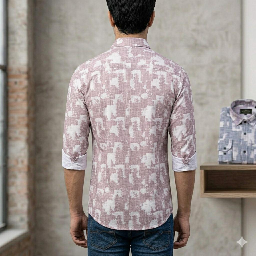 Men's Stylish Abstract Grid Pattern Casual Shirt