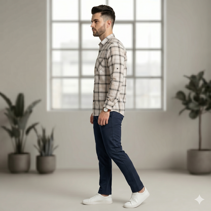 Modern Plaid Pattern Casual Shirt for Men